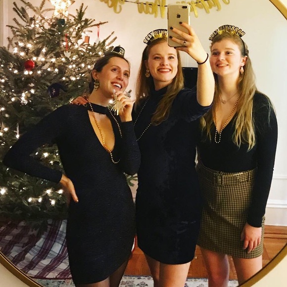 Blue Crushed Satin Mock Neck Dress - Picture 5 of 5